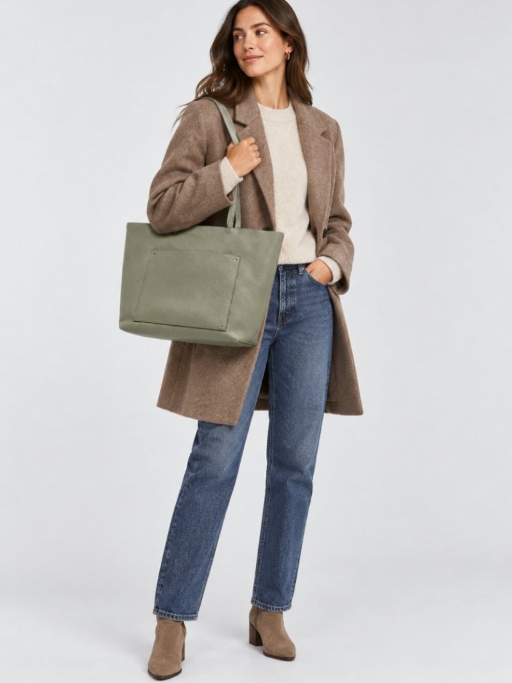 Rebecca Minkoff Panama Leather Tote Perla Gray Genuine Leather